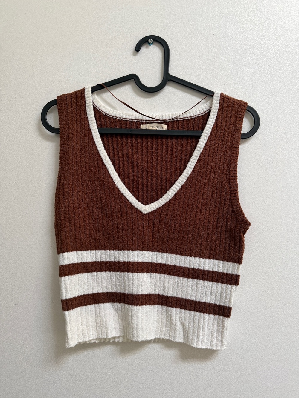 Pacsun LA Hearts Brown & White Ribbed V-Neck Sweater Tank